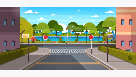 图片素材-现代城市市区街道道路景观矢量插图-7