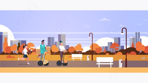 图片素材-城市公园在户外城市建筑路灯城市景观概念背景-2