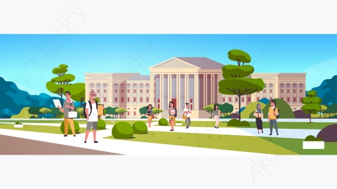 图片素材-青年混合种族学生在校园围场教育