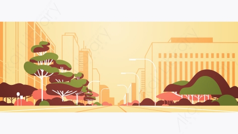 图片素材-现代城市市区街道道路景观矢量插图-13