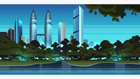 图片素材-现代城市市区建筑景观矢量图-11