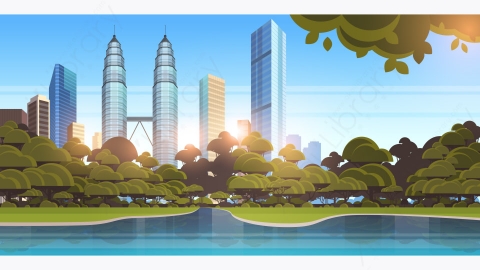 图片素材-现代城市市区建筑景观矢量图-12
