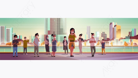 图片素材-现代城市市区建筑景观矢量图-16
