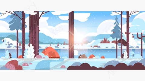 图片素材-美丽的冬季冬天季森林自然景观背景-1