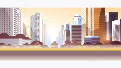 图片素材-现代城市市区建筑景观矢量图-18