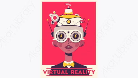 图片素材-男人戴着vr耳机卡通人物