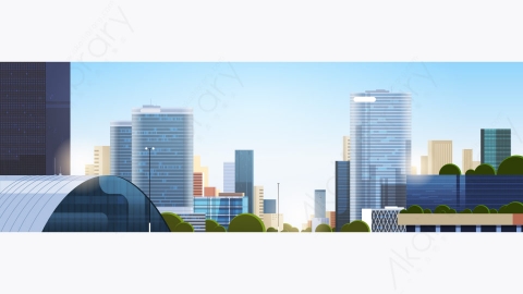 图片素材-现代城市市区建筑景观矢量图-21