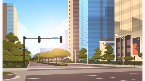图片素材-现代城市市区街道道路景观矢量插图-28