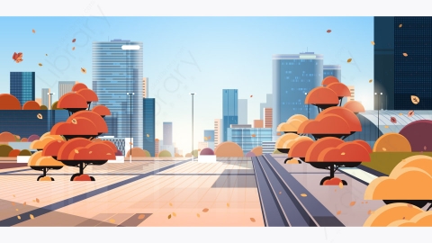 图片素材-现代城市市区街道道路景观矢量插图-34
