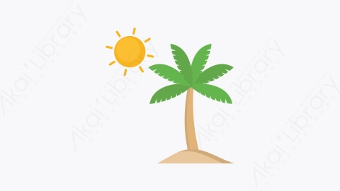 图片素材-009-棕榈树palm_tree扁平卡通旅行和假期元素图标