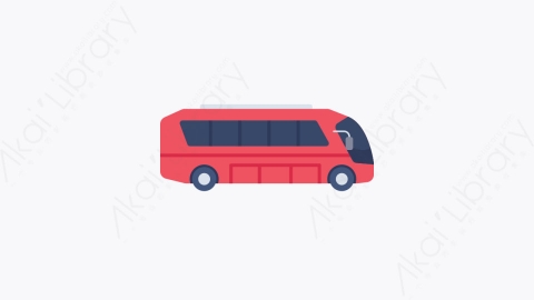 图片素材-014-公交车bus扁平卡通旅行和假期元素图标