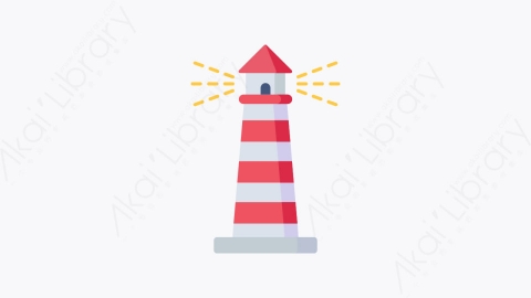 图片素材-027-灯塔lighthouse扁平卡通旅行和假期元素图标