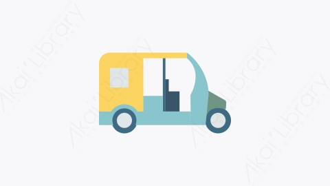 图片素材-042-人力车rickshaw扁平卡通城市生活元素图标