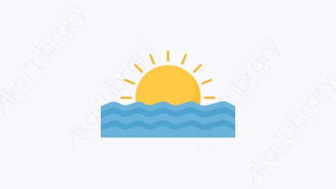 图片素材-046-日落sunset扁平卡通旅行和假期元素图标
