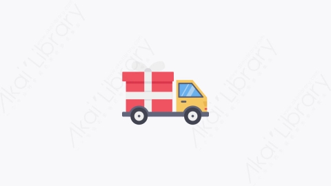 图片素材-062-送货车delivery_truck扁平卡通购物和电子商务元素图标