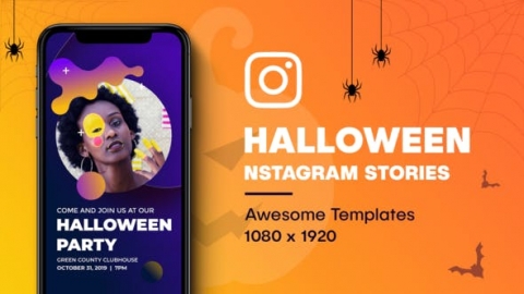 AE模板-万圣节INSTAGRAM社交媒体主题幻灯片