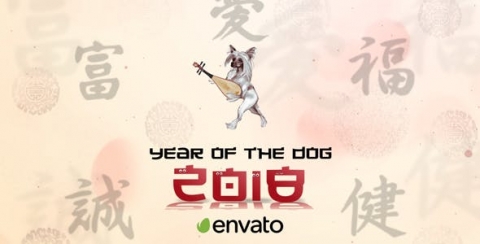 AE模板-亚洲中国春节新年问候模板开场视频logo演绎