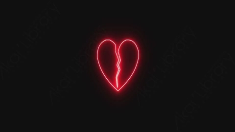 视频素材-卡通发光霓虹灯broken_heart心碎元素