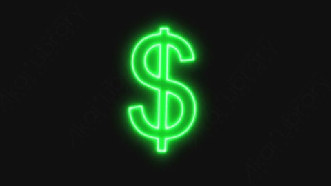 视频素材-卡通发光霓虹灯Dollar_Sign美元符号元素
