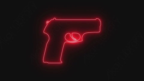 视频素材-卡通发光霓虹灯gun手枪元素