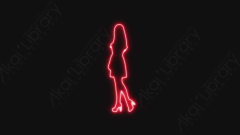 视频素材-卡通发光霓虹灯girl_1元素