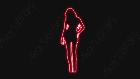 视频素材-卡通发光霓虹灯girl_2元素