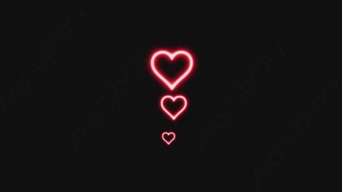 视频素材-卡通发光霓虹灯hearts心形元素