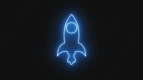 视频素材-卡通发光霓虹灯rocket_1火箭元素