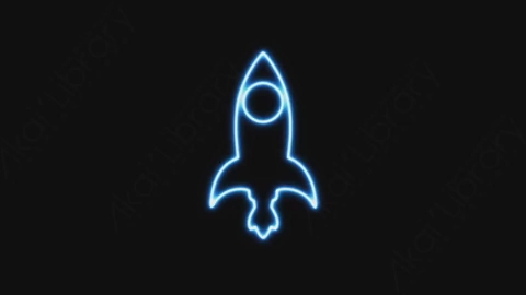 视频素材-卡通发光霓虹灯rocket火箭元素
