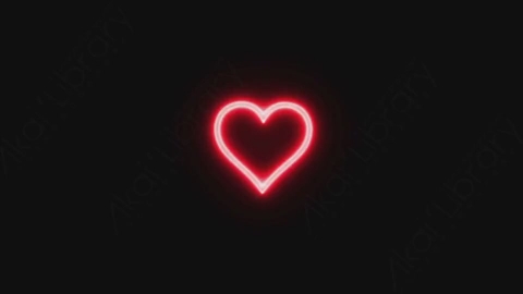 视频素材-卡通发光霓虹灯single_heart心形元素