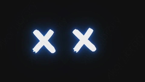 视频素材-卡通发光霓虹灯x_eyes眼睛元素